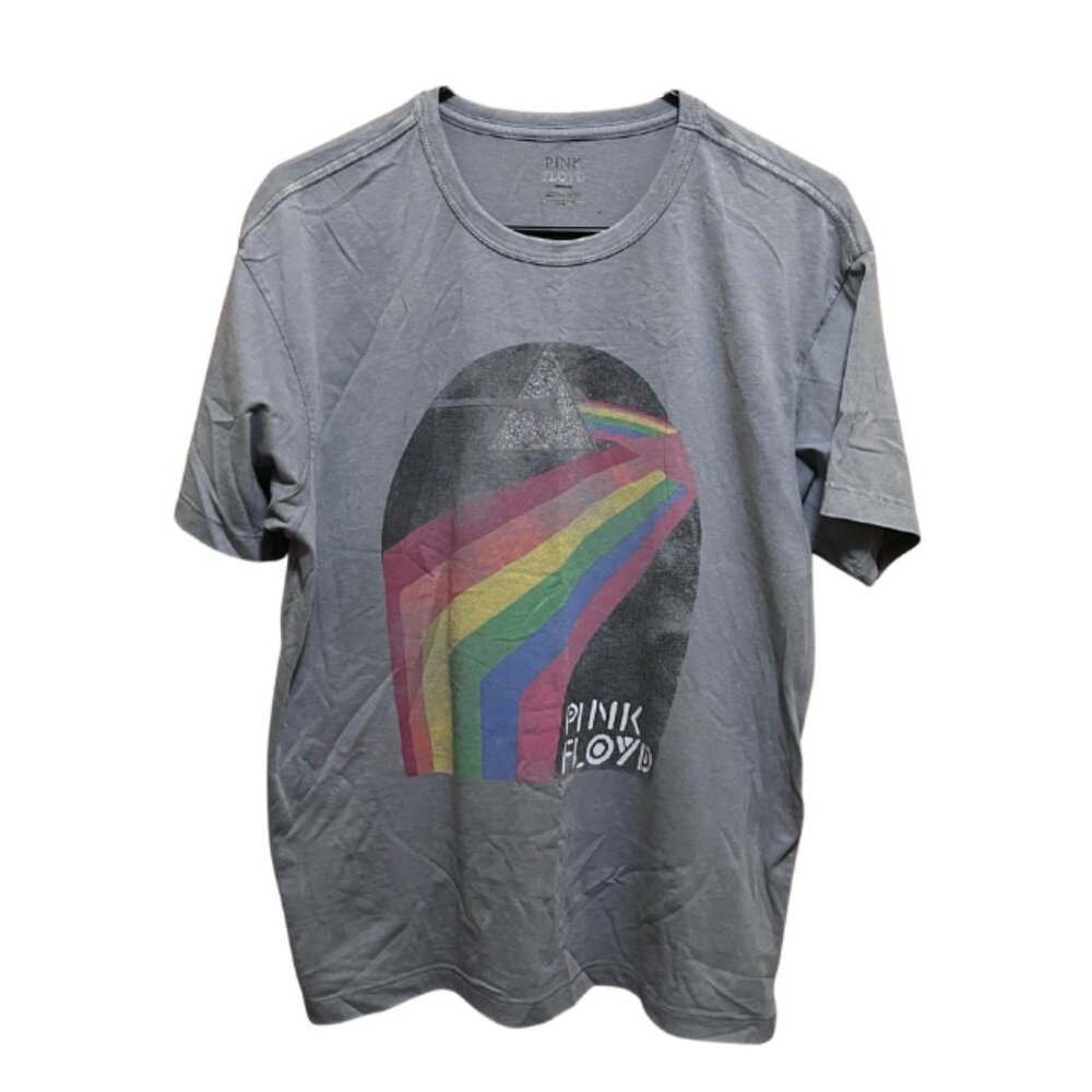 Pink Floyd Gray Tee with Prism Rainbow Graphic